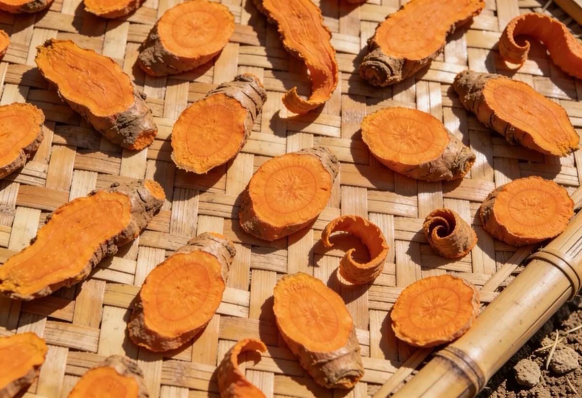 Sliced root drying in the sun, the form behind the home remedies people try for neuropathy